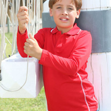 Buy online kids plain contrast polo shirts | long sleeve