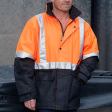 Shop Mens Hi-Vis Rain Proof Jacket | 3M Reflective Tapes | Work Safety