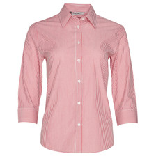 Ladies Stripe 3/4 Sleeve Shirt With Pocket
