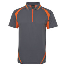 Grey+Orange | Shop Zip Quick Dry Contrast Polo Shirt