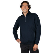 Shop Plain Mens Half Zip Fleecy Pullover Sweater