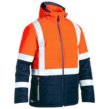 Bisley Mens Taped Hi Vis Puffer Jacket
Two layer showerproof fabric in Orange/Navy