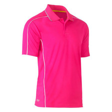 Bisley Cool Mesh Polo Shirt | Reflective Piping Hot Pink