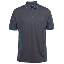Shop plain team contrast sports polo shirts | charcoal+aqua