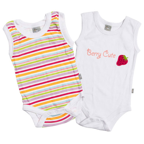 Newborn Baby Onesie Stripes Berry